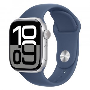 Часы Apple Watch Series 10 46 мм, корпус алюминий серебристый (Silver Aluminium), ремешок Sport Band, цвет: деним (Denim), размер: M/L 2097484