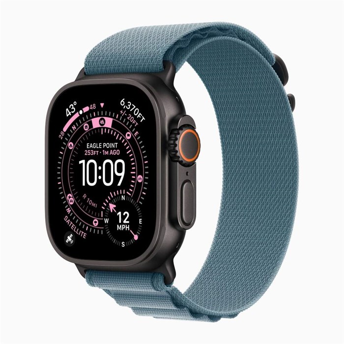 Часы Apple Watch Ultra 3 GPS 49 мм, корпус черный титан (Black Titanium), ремешок Alpine, цвет: светло-синий (Light Blue), размер: M 2857274