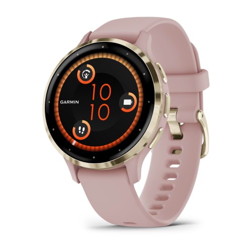 Умные часы Garmin VENU 3s 41 мм, корпус: золотистый (Soft Gold), с розовым силиконовым ремешком (Dust/Rose) 2700295