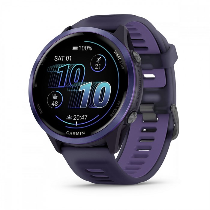 Умные часы Garmin FORERUNNER 570 47 мм, корпус: индиго (Indigo), с силиконовым ремешком пурпурный/индиго 2720878