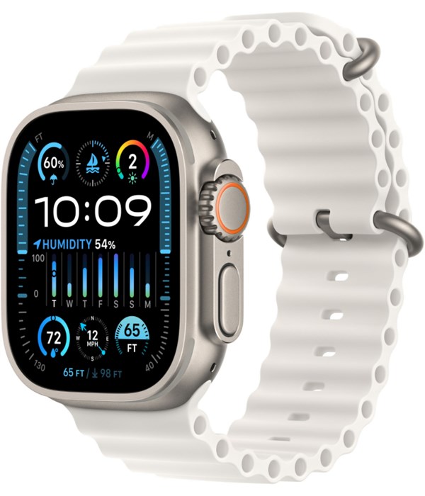 Часы Apple Watch Ultra 2 GPS + Cellular 49 мм, титановый корпус, ремешок Ocean Белого цвета Часы Apple Watch Ultra 2 GPS + Cellular 49 мм, титановый корпус, ремешок Ocean Белого цвета - фото 5593
