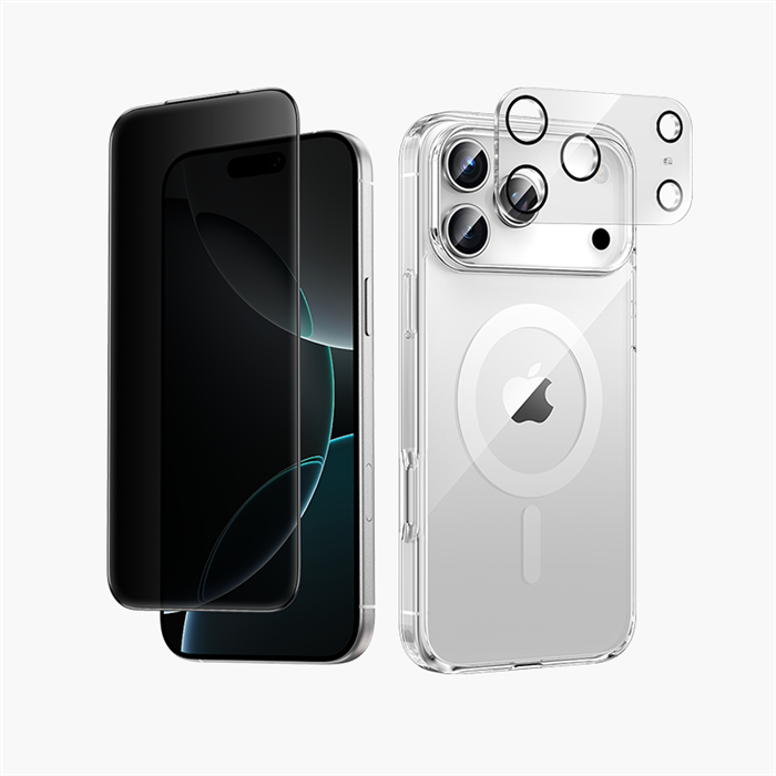 Чехол+Стекло+Защита камер для 17 Pro Keephone Combo MagSafe Прозрачный Чехол+Стекло+Защита камер для 17 Pro Keephone Combo MagSafe Прозрачный