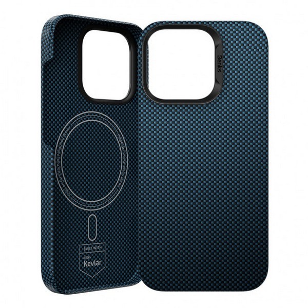 Чехол для iPhone 16 Pro Benks Kevlar MagSafe Blue Чехол для iPhone 16 Pro Benks Kevlar MagSafe Blue