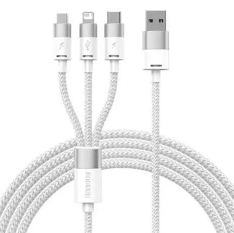 Кабель Baseus StarSpeed 3-in-1 Fast Charging Data USB - M+L+C 3.5A 1.2m White Кабель Baseus StarSpeed 3-in-1 Fast Charging Data USB - M+L+C 3.5A 1.2m White