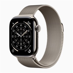 Часы Apple Watch Series 11 46 мм, корпус титан натуральный (Natural Titanium), миланский сетчатый браслет, цвет: натуральный (Natural), размер: M/L 2830693