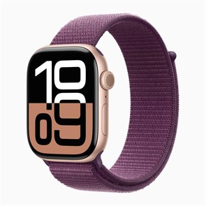 Часы Apple Watch Series 10 42 мм, корпус алюминий розовое золото (Rose Gold Aluminium), ремешок Sport Loop, цвет: сливовый (Plum) 2097473