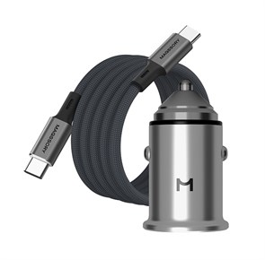 Автомобильное зарядное устройство Magssory 45W для двух устройств, с магнитным кабелем, серебро CCH002