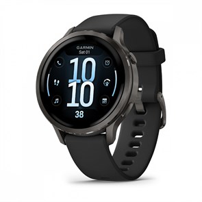 Умные часы Garmin VENU 4 41 мм, корпус: серый (Slate), с черным силиконовым ремешком (Black) 3127326
