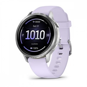 Умные часы Garmin VENU 4 41 мм, корпус: серебристый (Silver), с сиренево-голубым силиконовым ремешком (Periwinkle) 3127310