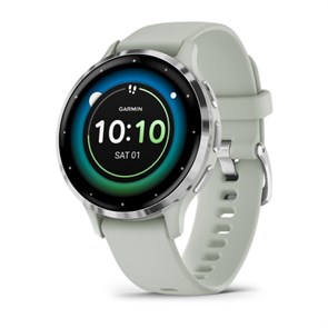 Умные часы Garmin VENU 3s 41 мм, корпус: серебристый (Silver), с серо-зеленым силиконовым ремешком (Sage Grey) 2849191