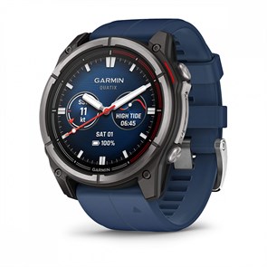 Умные часы Garmin QUATIX 8 51 мм AMOLED, Sapphire, корпус: светло-серый (Titanium), с синим силиконовым ремешком (Captain Blue) 3142385