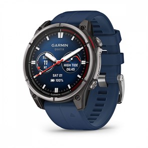Умные часы Garmin QUATIX 8 47 мм AMOLED, Sapphire, корпус: светло-серый (Titanium), с синим силиконовым ремешком (Captain Blue Silicone Band) 3142384