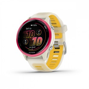 Умные часы Garmin FORERUNNER 570 42 мм, корпус: слоновая кость/малиновый (Rasperry Bone), с силиконовым ремешком манго/слоновая кость (Mango Band) 2720866