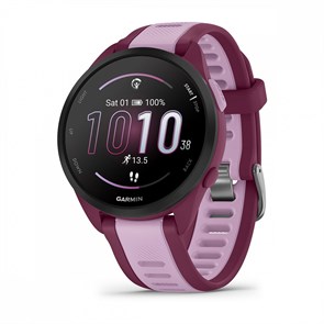 Умные часы Garmin FORERUNNER 165 Music 43 мм, корпус: лиловый (Lilac), с малиновым силиконовым ремешком (Berry) 3183630