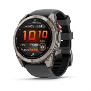 Умные часы Garmin Fenix 8 Pro 51 мм, AMOLED, Sapphire, корпус: светло-серый (Titanium), с графитово-черным силиконовым ремешком (Graphite/Black) 3183629