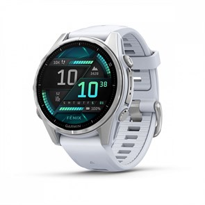 Умные часы Garmin Fenix 8 43 мм, AMOLED, корпус: серебристый (Silver), с белым силиконовым ремешком (Whitestone Silicone Band) 2700282