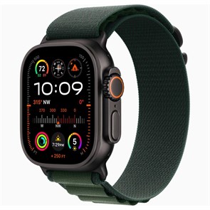 Часы Apple Watch Ultra 2 (2024) GPS 49 мм, корпус черный титан (Black Titanium), ремешок Alpine, цвет: темно-зеленый (Dark Green), размер: L 2106009
