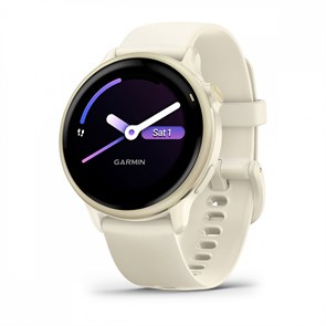 Умные часы Garmin VIVOACTIVE 6 42 мм, корпус: лунно-золотистый (Lunar Gold), с силиконовым ремешком цвета слоновая кость 2814557