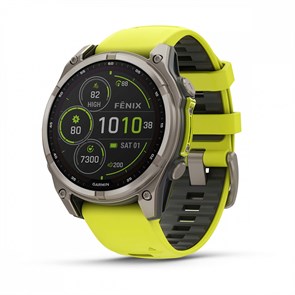 Умные часы Garmin Fenix 8 47 мм, Solar, Sapphire, корпус: угольно-серый (Carbon Gray Titanium), DLC-покрытие, с желто-графитовым силиконовым ремешком 2700287