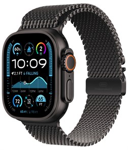 Часы Apple Watch Ultra 2 (2024) GPS 49 мм, корпус черный титан (Black Titanium), миланский сетчатый браслет, цвет: черный титан, размер: M 2107588