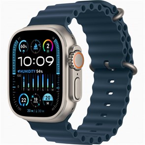 Часы Apple Watch Ultra 2 (2024) GPS 49 мм, корпус натуральный титан (Natural Titanium), ремешок Ocean, цвет: темно-синий (Navy) 2106082