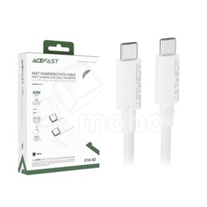 Кабель AceFast Type-C - Type-C 1.2m белый C18-03 Кабель AceFast Type-C - Type-C 1.2m белый C18-03