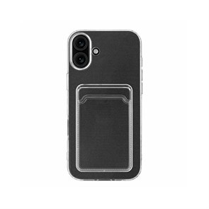 Чехол для iPhone 16 Plus Gurdini силикон с отделением для карты прозрачный Чехол для iPhone 16 Plus Gurdini силикон с отделением для карты прозрачный