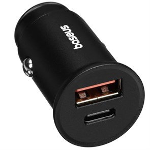 Автомобильное зарядное устройство Baseus circular metal 1xUSB+1xUSB-C мощностью 30 Вт Black Автомобильное зарядное устройство Baseus circular metal 1xUSB+1xUSB-C мощностью 30 Вт Black