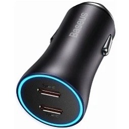 Автомобильное зарядное устройство Baseus Golden Contact Pro Dual Fast Charger 2xUSB-C мощностью 40 Вт Dark Gray Автомобильное зарядное устройство Baseus Golden Contact Pro Dual Fast Charger 2xUSB-C мощностью 40 В