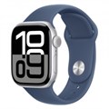 Часы Apple Watch Series 10 46 мм, корпус алюминий серебристый (Silver Aluminium), ремешок Sport Band, цвет: деним (Denim), размер: M/L 2097484
