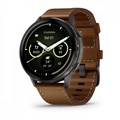 Умные часы Garmin VENU 4 45 мм, корпус: серый (Slate), с черным силиконовым и коричневым кожаным ремешком (Black and Brown) 3127328