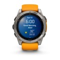 Умные часы Garmin Fenix 8 51 мм, AMOLED, Sapphire, корпус: светло-серый (Titanium), с оранжево-графитовым силиконовым ремешком 3116359