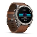 Умные часы Garmin Fenix 8 51 мм, AMOLED Sapphire корпус: чистый титан (Bare Titanium Black), с коричневым кожанным и графитовым силиконовым ремешком 3116358