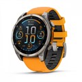 Умные часы Garmin Fenix 8 47 мм, AMOLED Sapphire, корпус: светло-серый (Titanium), с оранжево-графитовым силиконовым ремешком 2700286