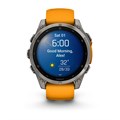 Умные часы Garmin Fenix 8 47 мм, AMOLED Sapphire, корпус: светло-серый (Titanium), с оранжево-графитовым силиконовым ремешком 2700286