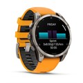 Умные часы Garmin Fenix 8 47 мм, AMOLED Sapphire, корпус: светло-серый (Titanium), с оранжево-графитовым силиконовым ремешком 2700286
