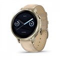 Умные часы Garmin VENU 4 41 мм, корпус: лунно-золотистый (Lunar Gold), с силиконовым ремешком слоновая кость и светло-песочным кожаным ремешком 3127325