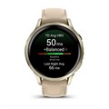 Умные часы Garmin VENU 4 41 мм, корпус: лунно-золотистый (Lunar Gold), с силиконовым ремешком слоновая кость и светло-песочным кожаным ремешком 3127325
