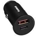 Автомобильное зарядное устройство Baseus circular metal 1xUSB+1xUSB-C мощностью 30 Вт Black Автомобильное зарядное устройство Baseus circular metal 1xUSB+1xUSB-C мощностью 30 Вт Black