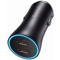 Автомобильное зарядное устройство Baseus Golden Contact Pro Dual Fast Charger 2xUSB-C мощностью 40 Вт Dark Gray Автомобильное зарядное устройство Baseus Golden Contact Pro Dual Fast Charger 2xUSB-C мощностью 40 В